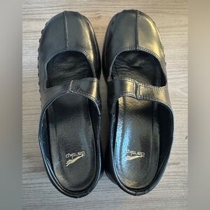 Dansko Black Leather Open Strap Clogs Size EU 41 (US ~9.5)